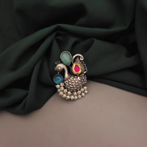 Glamaya Adjustable Peacock Monalisa Ring: Trendy Statement For Women 1 GLAM-RI-OX-14F4-459248-22-9