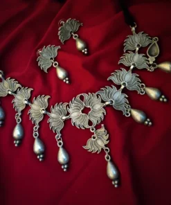 Glamaya Silver Lookalike Lotus Flower Jewellery Set 1 GLAM-CN-BP-20-371064-30-7