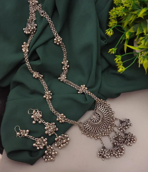 Glamaya Necklace With Long Chain And Amazing Earring Set 1 GLAM-CN-OX-14-338467-21-10