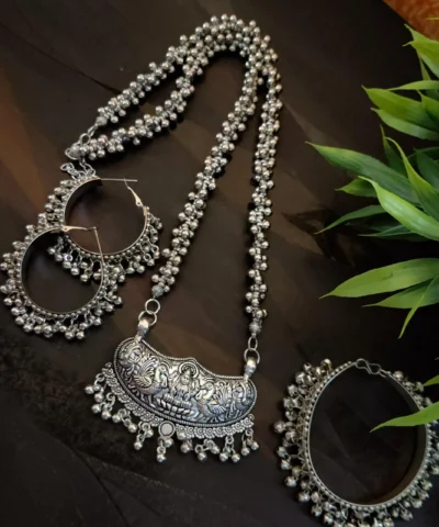 Glamaya Oxidized Temple Necklace Earring And Bracelet Combo Set 1 GLAM-CN-OX-90-837498-150-2