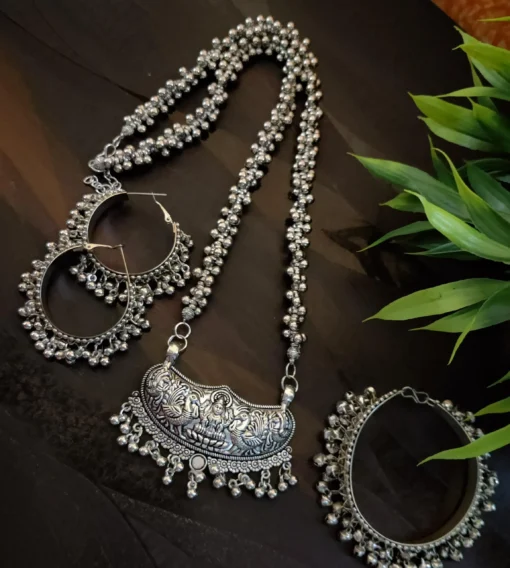 Glamaya Oxidized Temple Necklace Earring And Bracelet Combo Set 1 GLAM-CN-OX-90-837498-150-2