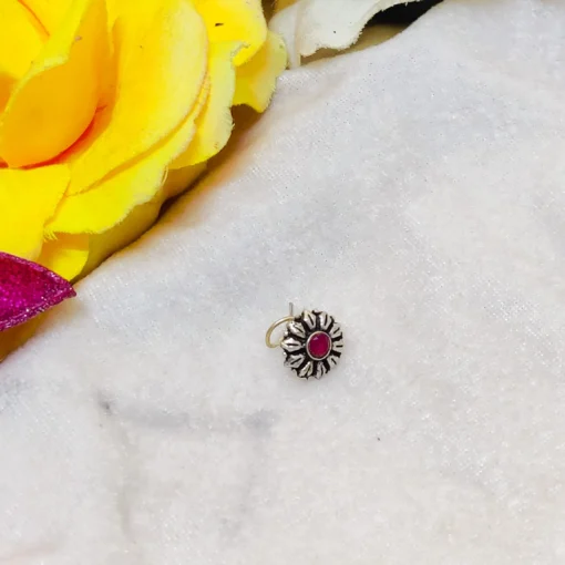 Glamaya Floral Stone Wired Nose Pin: Premium Quality Oxidised Beauty 10 GLAM-NP-ST-2F5-217498-9-2 Glamaya Floral Stone Wired Nose Pin: Premium Quality Oxidised Beauty 10 GLAM-NP-ST-2F5-217498-9-2