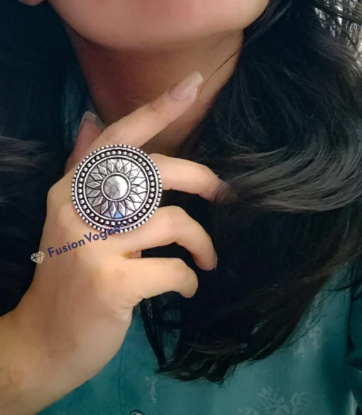 Glamaya Oxidized German Silver Adjustable Finger Ring 15 3 GLAM-RI-OX-3F8-973624-8-8 Glamaya Oxidized German Silver Adjustable Finger Ring 15 3 GLAM-RI-OX-3F8-973624-8-8