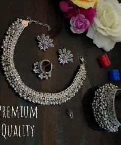 Glamaya Exquisite Jewelry Set: Necklace, Earrings, Bracelet, Nosepin, Rings 1 GLAM-CN-OX-22-499051-30-10