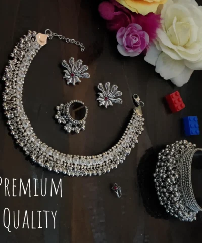 Glamaya Exquisite Jewelry Set: Necklace, Earrings, Bracelet, Nosepin, Rings 1 GLAM-CN-OX-22-499051-30-10