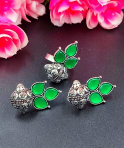 Glamaya earrings and ring combo in amazing sea green colour 1 GLAM-CE-OX-7F8-958864-15-9