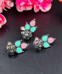 Glamaya Antique Earring Ring Combo Multi 1 GLAM-CE-OX-23F3-342654-45-3