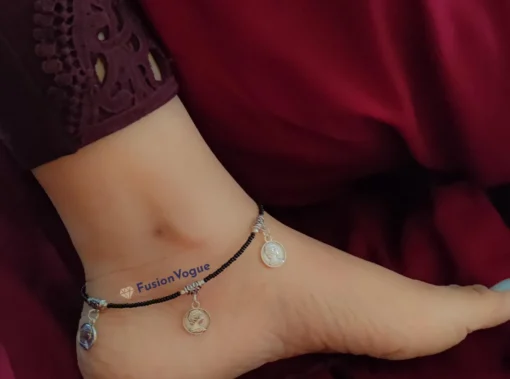 Glamaya Oxidized Black Beads Coin Nazarbattu Anklet 2 GLAM-AN-BE-20-458028-45-3 Glamaya Oxidized Black Beads Coin Nazarbattu Anklet 2 GLAM-AN-BE-20-458028-45-3