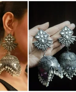 Glamaya Oxidized Light Weight Jumbo Jhumka Celebrity Inspired 2 GLAM-ER-BP-60-619326-89-2