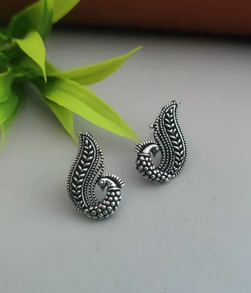 Glamaya Oxidized Daily Wear Peacock Tiny Stud Earring 04 1 GLAM-ER-OX-1F7-063239-5-9