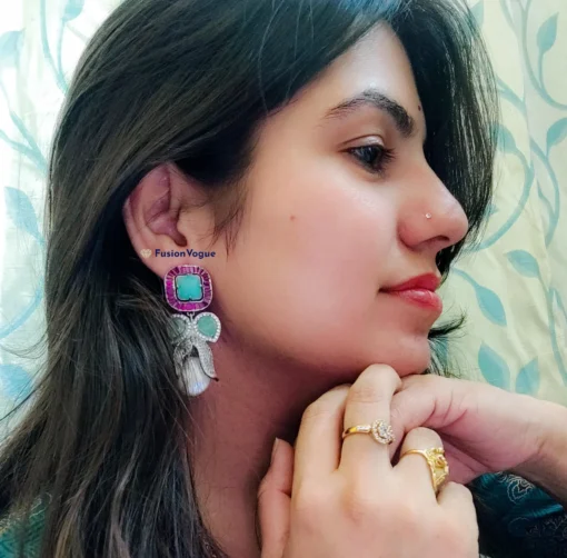 Glamaya Real Pearl Precious Oxidized Earring With American Diamond 2 GLAM-ER-CZ-218F6-108070-240-7 Glamaya Real Pearl Precious Oxidized Earring With American Diamond 2 GLAM-ER-CZ-218F6-108070-240-7