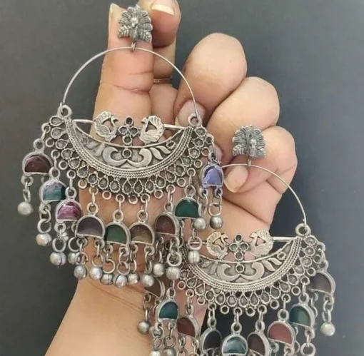 Glamaya Oxidized Ethnic Eye Catching Chandbali Earring 1 GLAM-ER-BP-40-534424-71-2