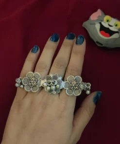 Glamaya Oxidized Silver Plated Adjustable Finger Ring 2 GLAM-RI-OX-25-393228-45-2