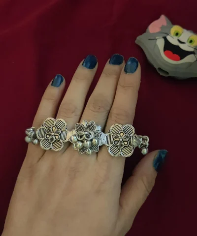 Glamaya Oxidized Silver Plated Adjustable Finger Ring 2 GLAM-RI-OX-25-393228-45-2