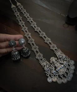 Glamaya Oxidized Long Temple Necklace Earring Set 1 GLAM-CN-OX-22-973155-35-5