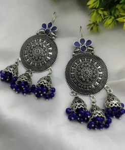 Glamaya German Silver Cute Dangle Earring Blue 1 GLAM-ER-OX-45-273333-75-2