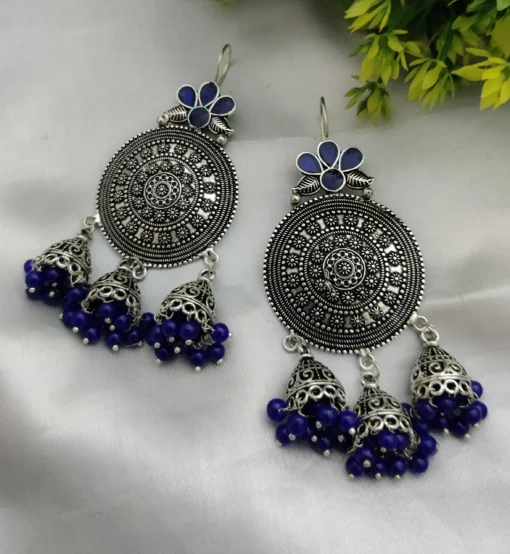 Glamaya German Silver Cute Dangle Earring Blue 1 GLAM-ER-OX-45-273333-75-2