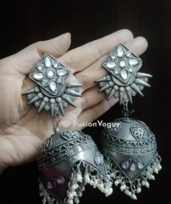 Glamaya Oxidized Light Weight Jumbo Jhumka Celebrity Inspired 3 GLAM-ER-BP-60-619326-89-2