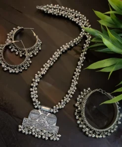 Glamaya Oxidized Trendy Necklace Earring And Bracelet Combo Set 1 GLAM-CN-OX-18-521035-30-10