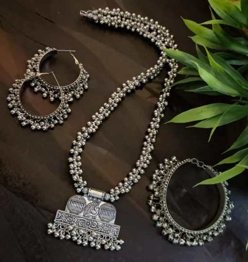 Glamaya Oxidized Trendy Necklace Earring And Bracelet Combo Set 1 GLAM-CN-OX-18-521035-30-10