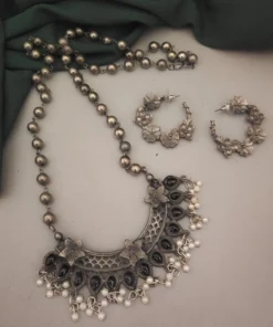 Glamaya Chic Black Long Chain Necklace & Earrings Set 1 GLAM-CN-BP-30-508181-49-5