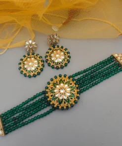 Glamaya Green Meenakari Choker Necklace Set - Handcrafted Beauty 1 GLAM-CN-ME-50-986346-82-2