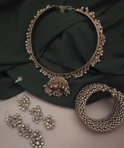 Glamaya Stylish Oxidised Jhumka Hasli Combo Set - Trendy Necklace & Earring 1 GLAM-CN-OX-25-924225-43-10