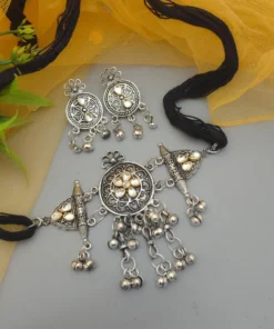 Glamaya Fusion Choker Necklace Earrings Set: Trendy Oxidised Designs 1 GLAM-NE-OX-15-167331-25-6