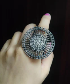 Glamaya Adjustable German Silver Ring: Trendy Oxidised Beauty 1 GLAM-RI-OX-6F4-120425-11-7