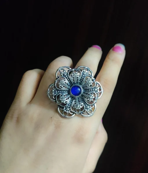 Glamaya Stylish Adjustable Oxidised Silver Finger Ring - Trendy Women's Accessory 1 GLAM-RI-OX-6F4-892793-11-7