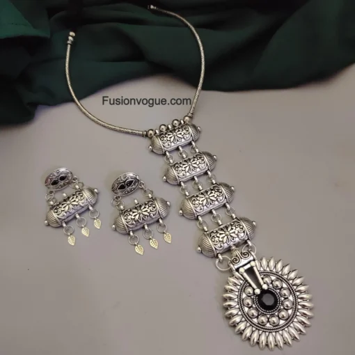 Glamaya Stylish Black Oxidised Necklace Set: Trendy Earrings Combo 1 GLAM-CN-OX-28-826413-42-5