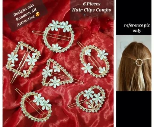 Glamaya Trendy Pearl Hair Clips: 6-piece Combo Set 1 GLAM-CH-PE-60-813968-89-2