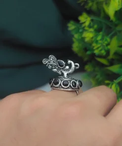 Glamaya Black Peacock Adjustable Ring: Trendy & Oxidized 3 GLAM-RI-OX-7F5-726511-16-4