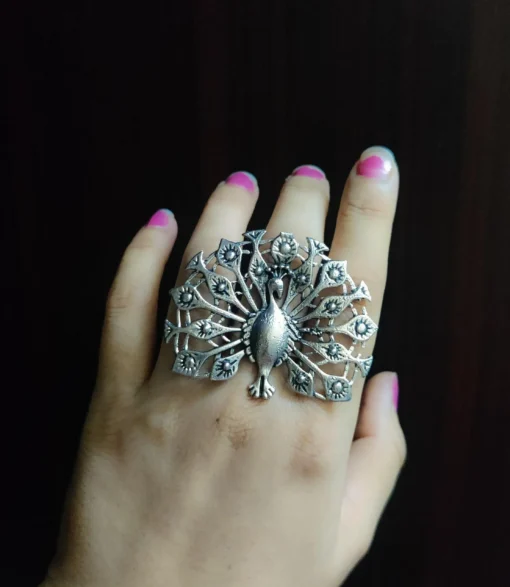 Glamaya Stylish Adjustable German Silver Ring: Trendy & Elegant Choice! 1 GLAM-RI-OX-6F4-167818-11-7