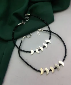 Glamaya Stylish Silver Bird Charm Anklet: Best Online Nazarbattu Design 1 GLAM-AN-OX-20-991561-45-3