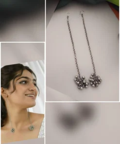Glamaya Trendy Oxidised Chain Ghungroo Tassle Earrings: Shop Online For Women 2 GLAM-ER-OX-10-765623-18-5