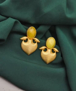Glamaya Yellow Monalisa Stone Stud Earrings - Matte Finish Chic 1 GLAM-ER-ST-40-000576-71-2