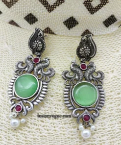 Glamaya Sparkle With Trendy Monalisa Stone Silver Lookalike Earrings 1 GLAM-ER-ST-36F7-814874-50-6