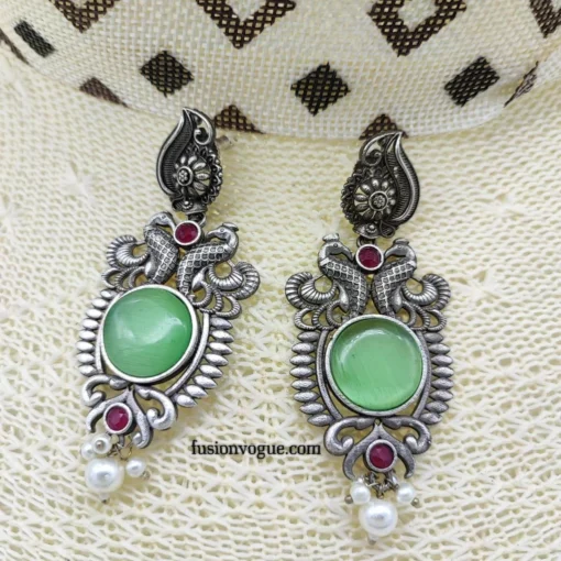 Glamaya Sparkle With Trendy Monalisa Stone Silver Lookalike Earrings 1 GLAM-ER-ST-36F7-814874-50-6