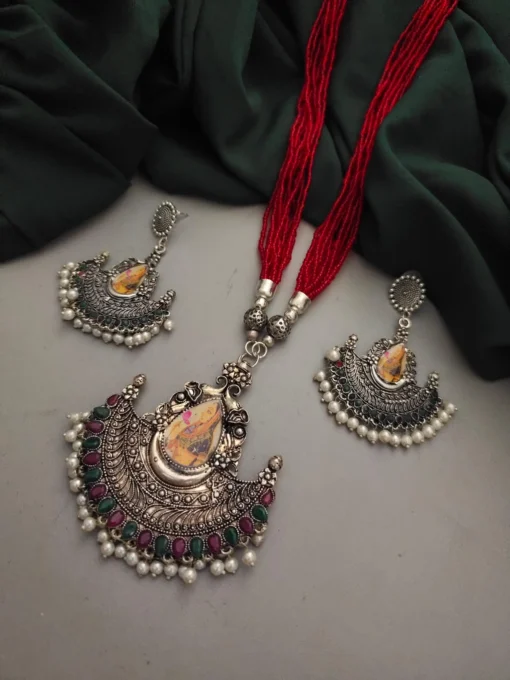 Glamaya Exquisite Antique Long Necklace Earrings Set 1 GLAM-CN-OX-26F7-711727-50-6