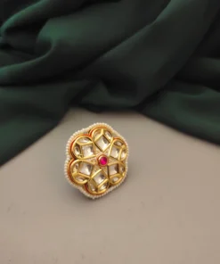 Glamaya Exquisite Adjustable Kundan Polki Tradition Ring 1 GLAM-RI-KP-63F3-938720-100-3
