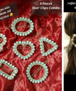 Glamaya Trendy Pearl Clips Combo: 6 Stylish Hair Accessories 1 GLAM-CH-PE-60-710820-89-2