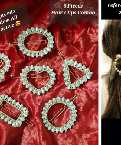 Glamaya Trendy Pearl Clips Combo: 6 Stylish Hair Accessories 1 GLAM-CH-PE-60-710820-89-2