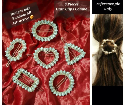 Glamaya Trendy Pearl Clips Combo: 6 Stylish Hair Accessories 1 GLAM-CH-PE-60-710820-89-2