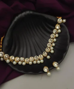 Glamaya Pearl Kundan Choker Necklace Earrings Set - Elegant Traditional Combo 1 GLAM-CN-PE-5F7-859065-11-7