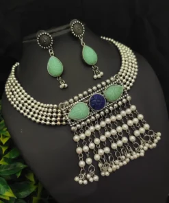 Glamaya Stylish Oxidized Choker Necklace Set With Earrings - Trendy Combo For Women 1 GLAM-CN-OX-36-076860-60-5