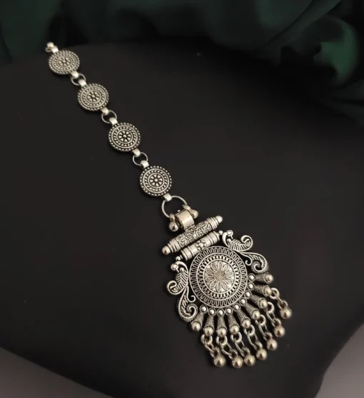 Glamaya Exquisite Oxidised Maangtikka For Weddings & Ethnic Wear 1 GLAM-HA-OX-5F7-609864-11-7