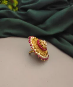 Glamaya Exquisite Kundan Polki Adjustable Ring For Wedding & Parties 2 GLAM-RI-CO-57F5-034352-75-4