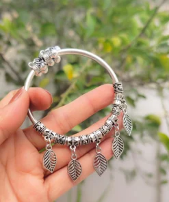 Glamaya Stylish Adjustable Oxidised Leaf Bracelet - Trendy Armlet For Women 2 GLAM-BB-OX-5F7-241793-11-7