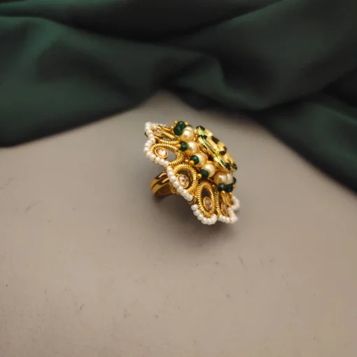 Glamaya Chic Adjustable Kundan Polki Copper Ring | Elegant Design 2 GLAM-RI-CO-38F3-906290-50-6 Glamaya Chic Adjustable Kundan Polki Copper Ring | Elegant Design 2 GLAM-RI-CO-38F3-906290-50-6